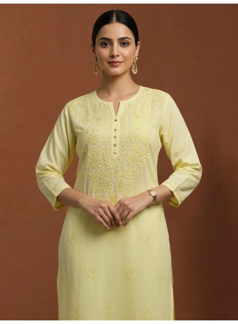 الايا مجموعة كورتا موسلين شيكانكاري المطرزة يدويًا للسيدات-AL4104KS